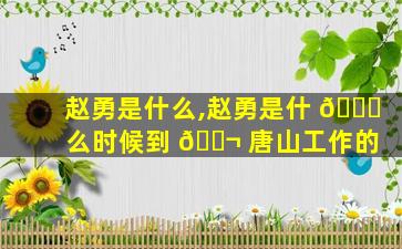 赵勇是什么,赵勇是什 🐞 么时候到 🐬 唐山工作的